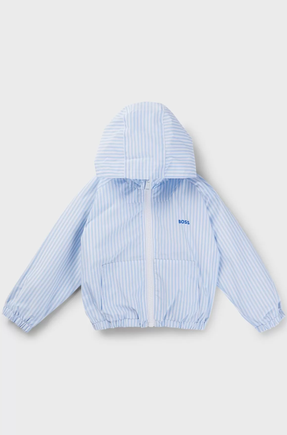 Børn HUGO BOSS Regnjakke Til Børn Med Hætte Og Striber Samt Logoprint