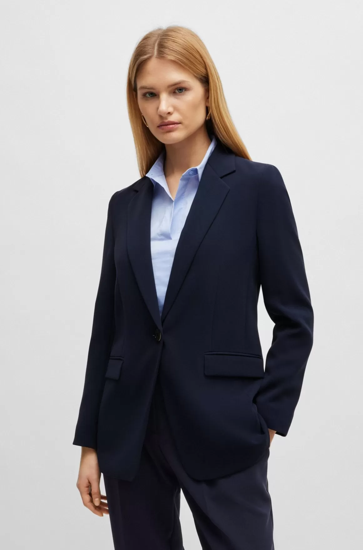 HUGO BOSS Regular Fit, Enkeltradet Jakke I Japansk Crepe