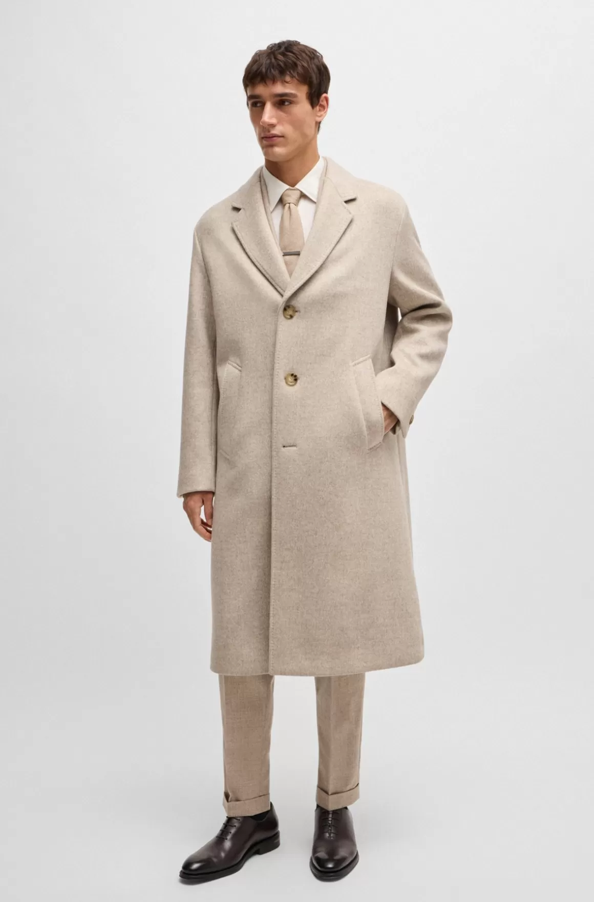 HUGO BOSS Regular Fit Frakke I En Uldblanding Med Kashmir