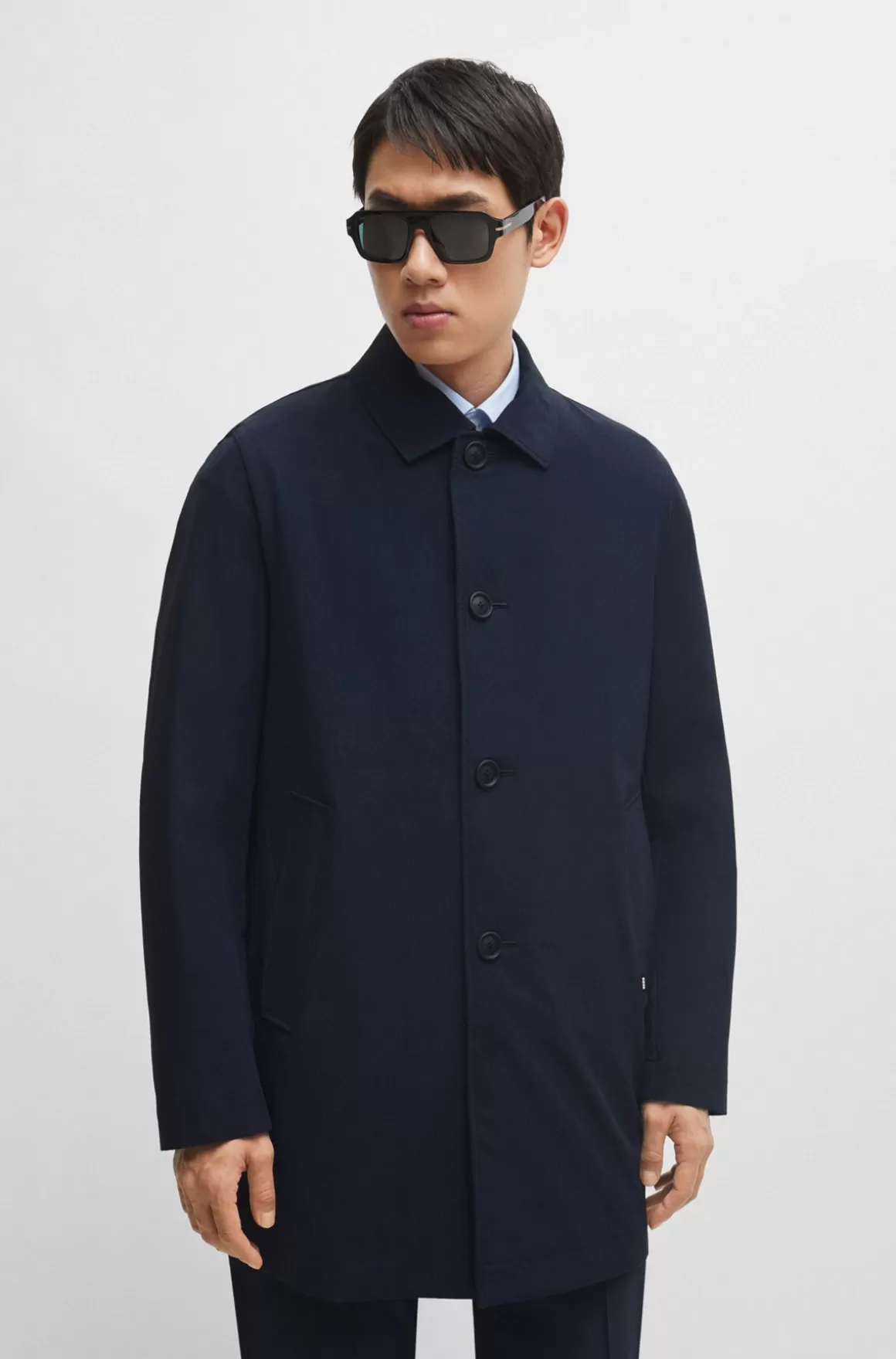 HUGO BOSS Regular Fit Frakke Med Knapper I Materiale Med Stræk