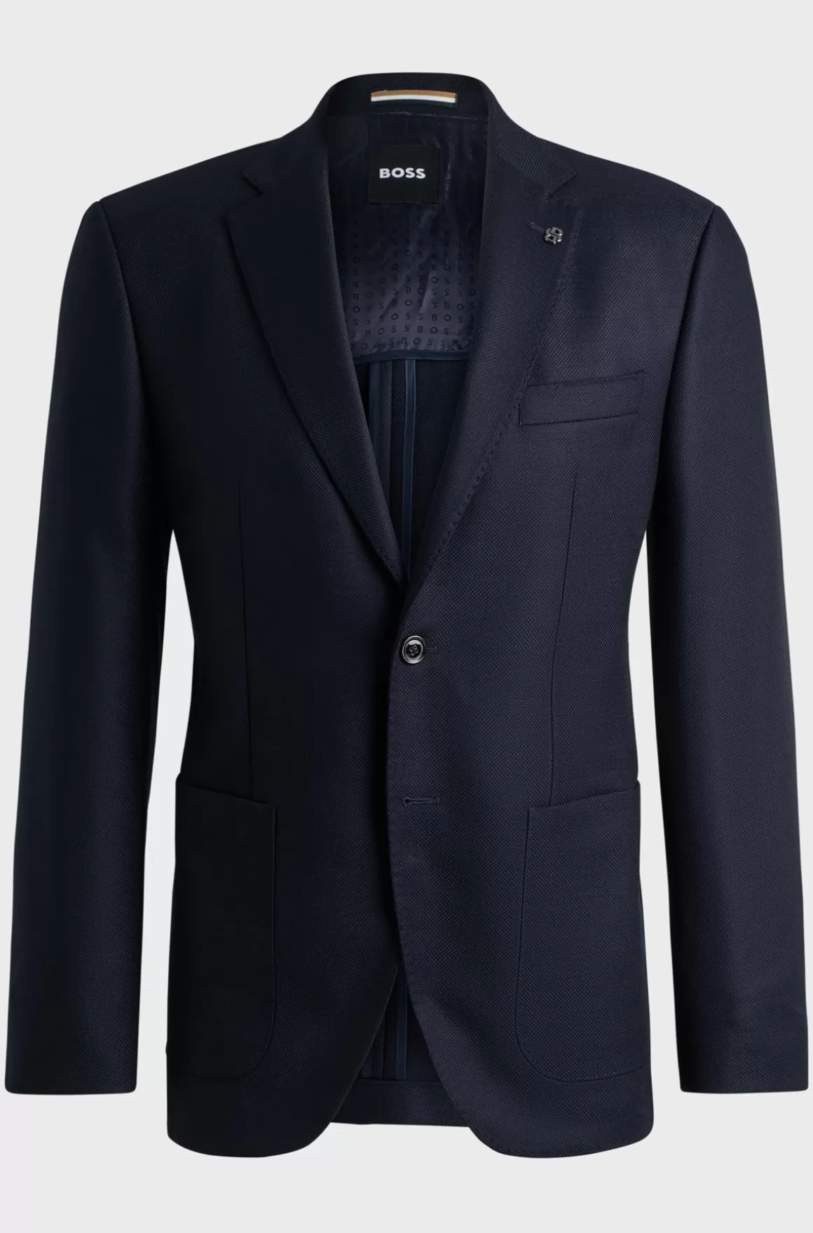 HUGO BOSS Regular Fit Jakke I Ny Uld Med Stræk Og Mikromønster