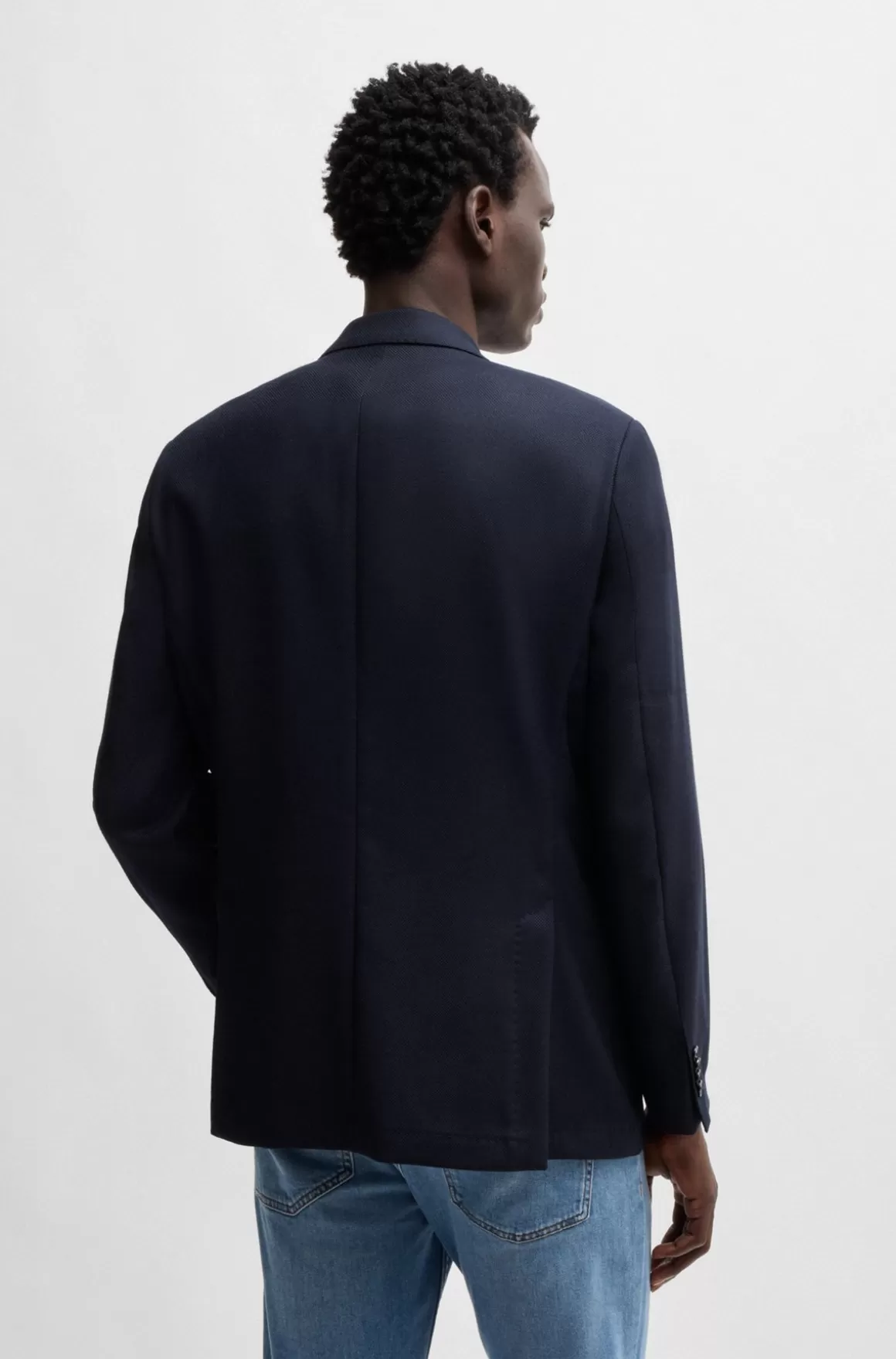 HUGO BOSS Regular Fit Jakke I Ny Uld Med Stræk Og Mikromønster