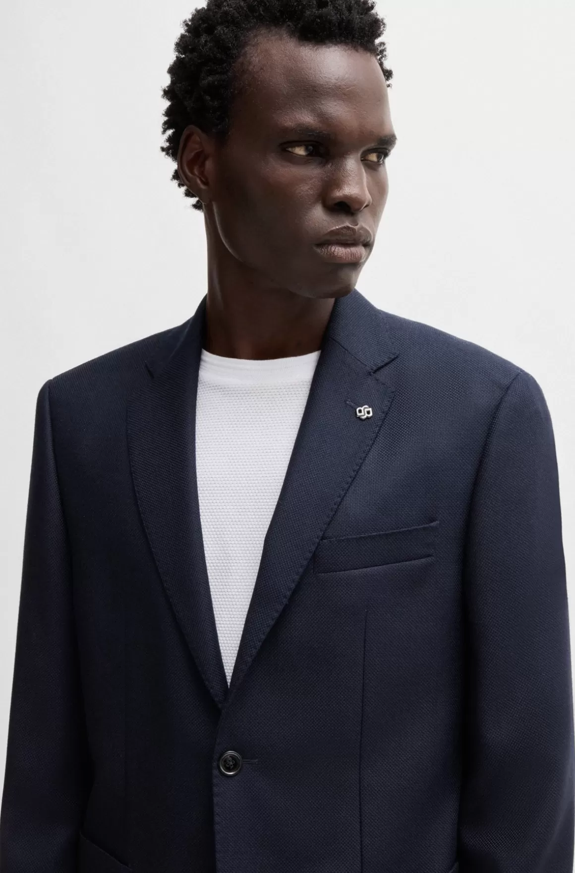 HUGO BOSS Regular Fit Jakke I Ny Uld Med Stræk Og Mikromønster