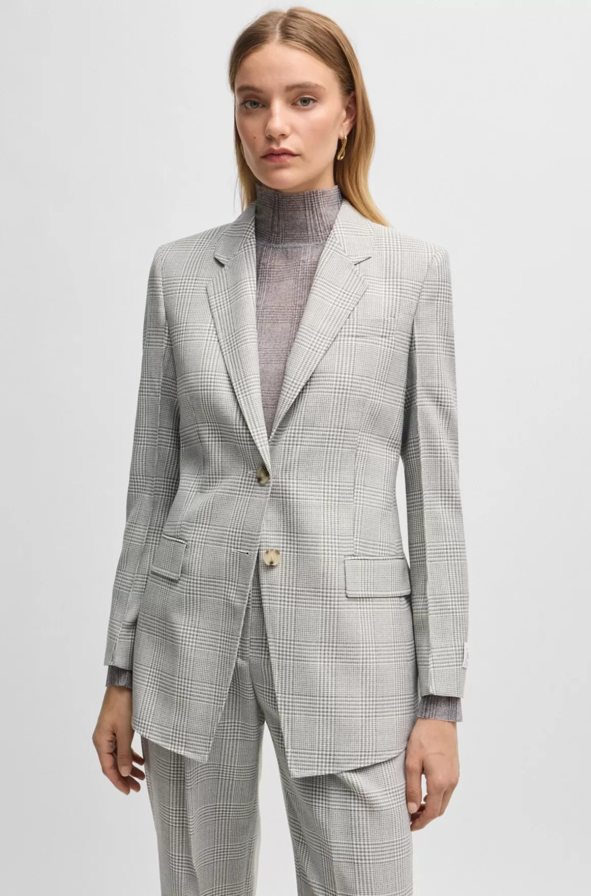 HUGO BOSS Regular Fit Jakke I Ternet Crepe Af Ny Uld