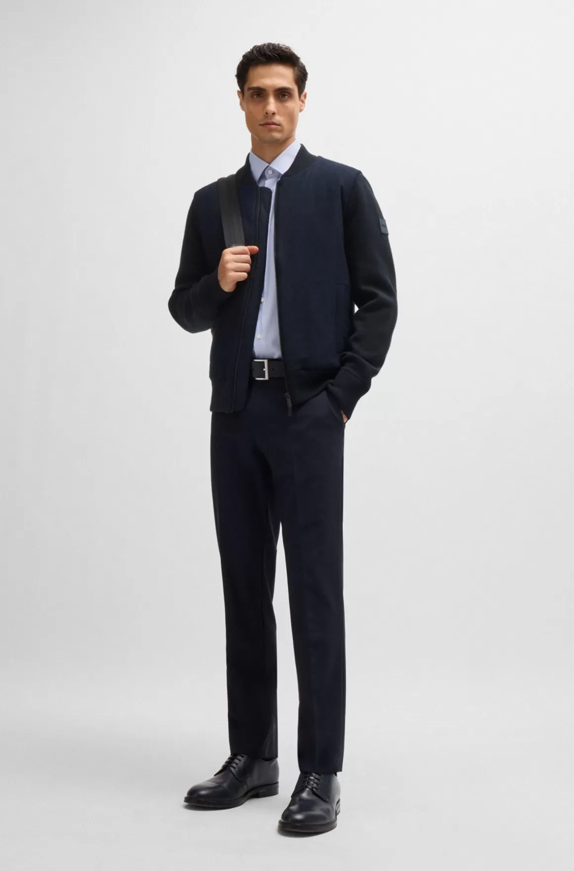 HUGO BOSS Regular Fit Jakke Med Lynlås Og Vatteret Panel Foran