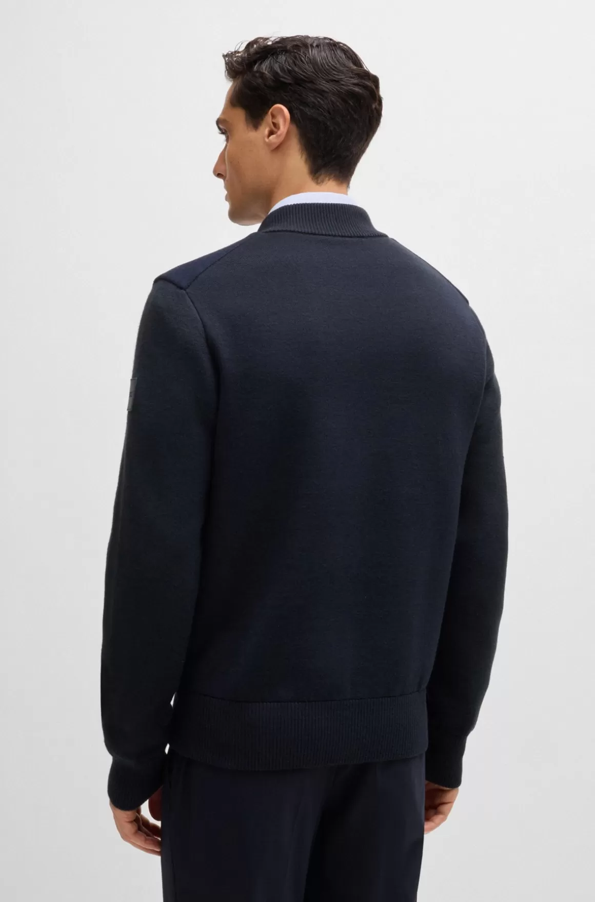HUGO BOSS Regular Fit Jakke Med Lynlås Og Vatteret Panel Foran