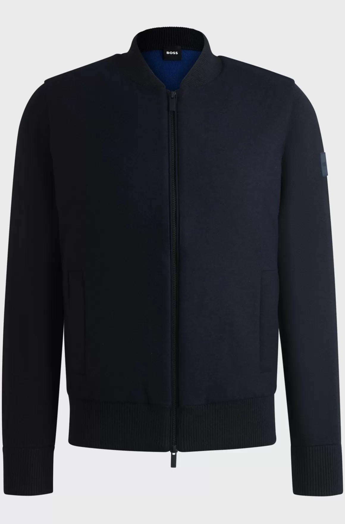 HUGO BOSS Regular Fit Jakke Med Lynlås Og Vatteret Panel Foran