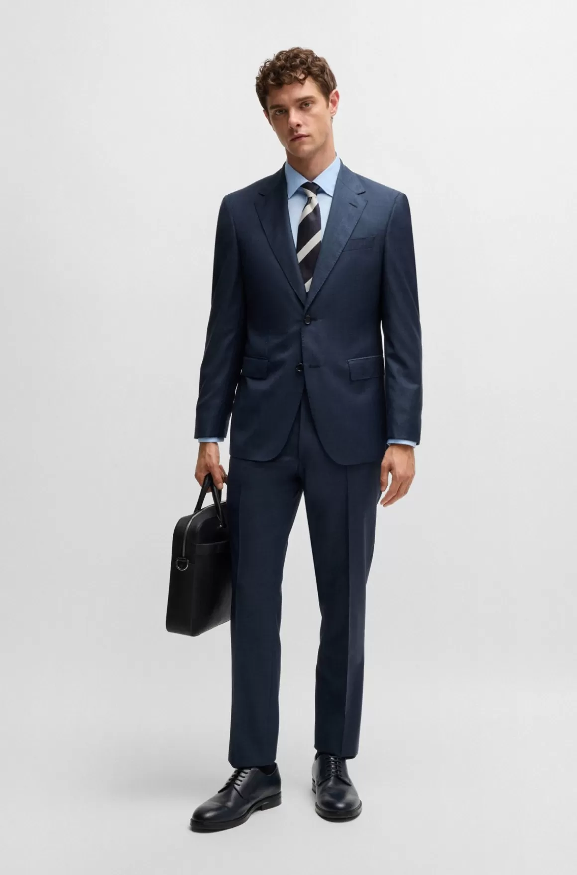 HUGO BOSS Regular Fit Jakkesæt Med Mikromønster I Serge Af Ny Uld