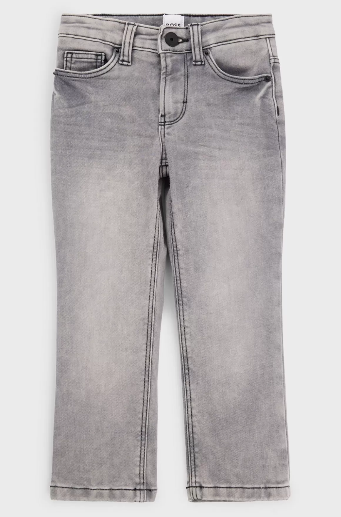 Børn HUGO BOSS Regular Fit Jeans I Grå Strikket Denim Til Børn