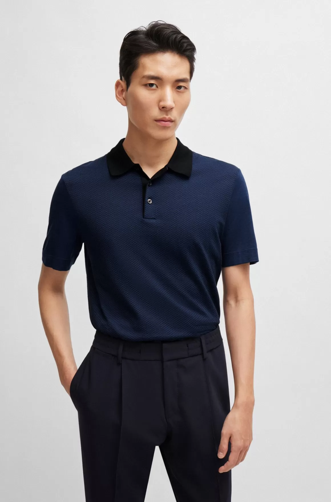 HUGO BOSS Regular Fit Poloshirt I Bomuld Og Silke