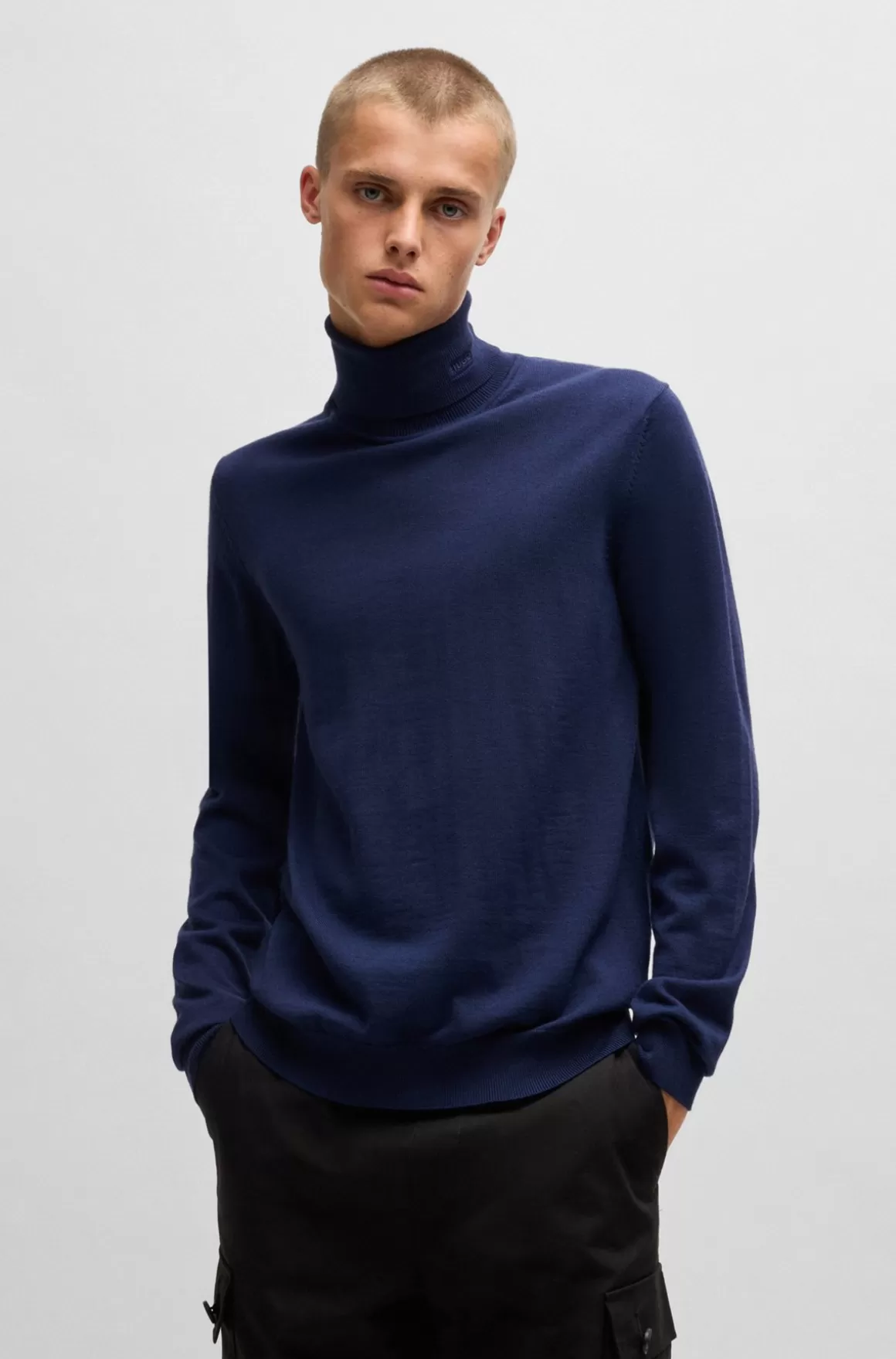 HUGO BOSS Regular Fit Rullekravesweater I Ny Uld
