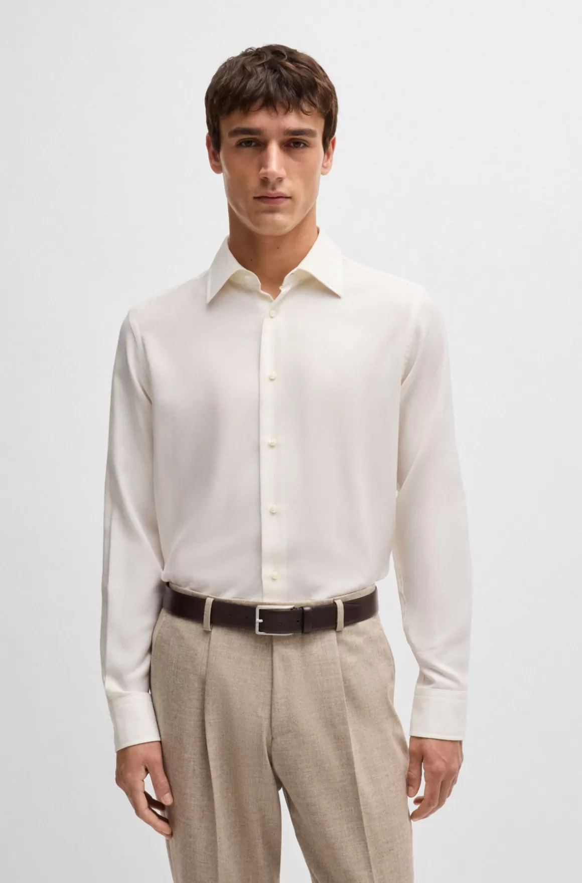 HUGO BOSS Regular Fit Skjorte I Bomuld Og Kashmir