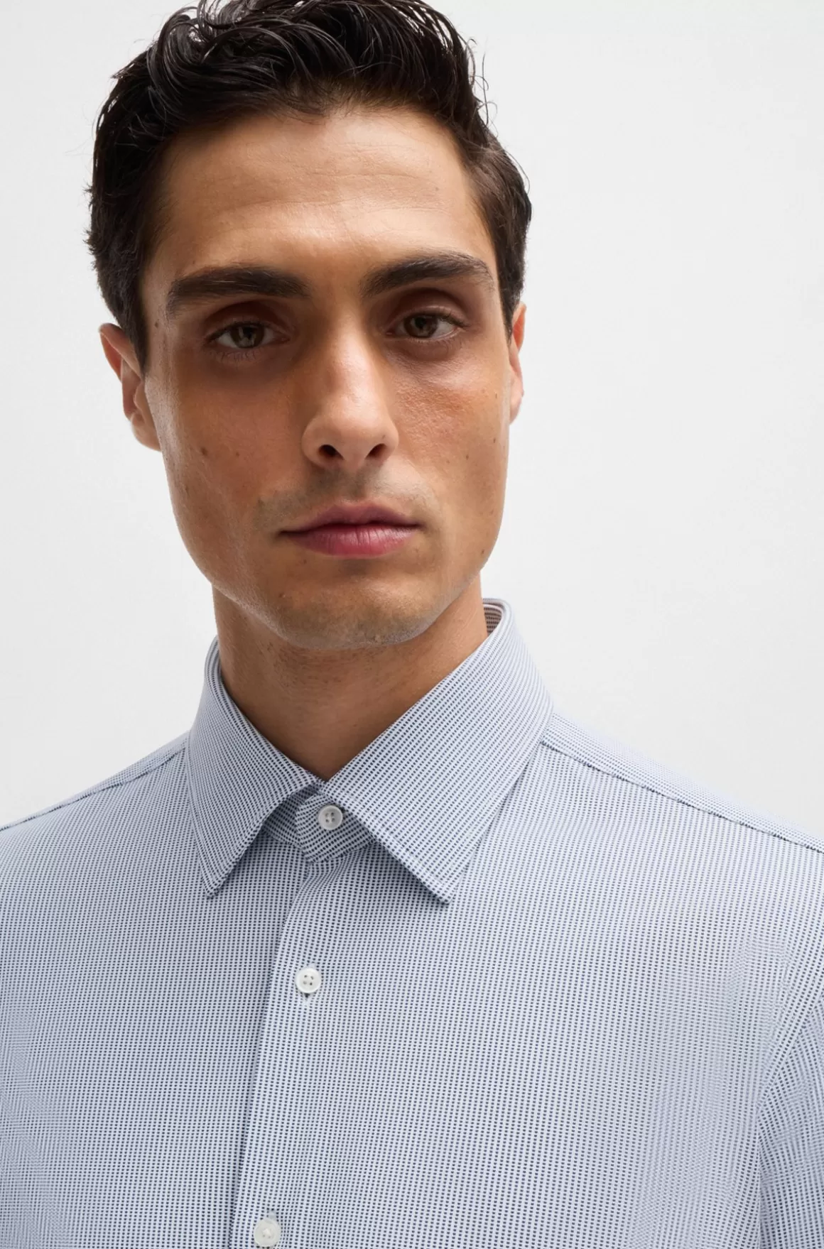 HUGO BOSS Regular Fit Skjorte I Struktureret Stof Med Performance-stræk