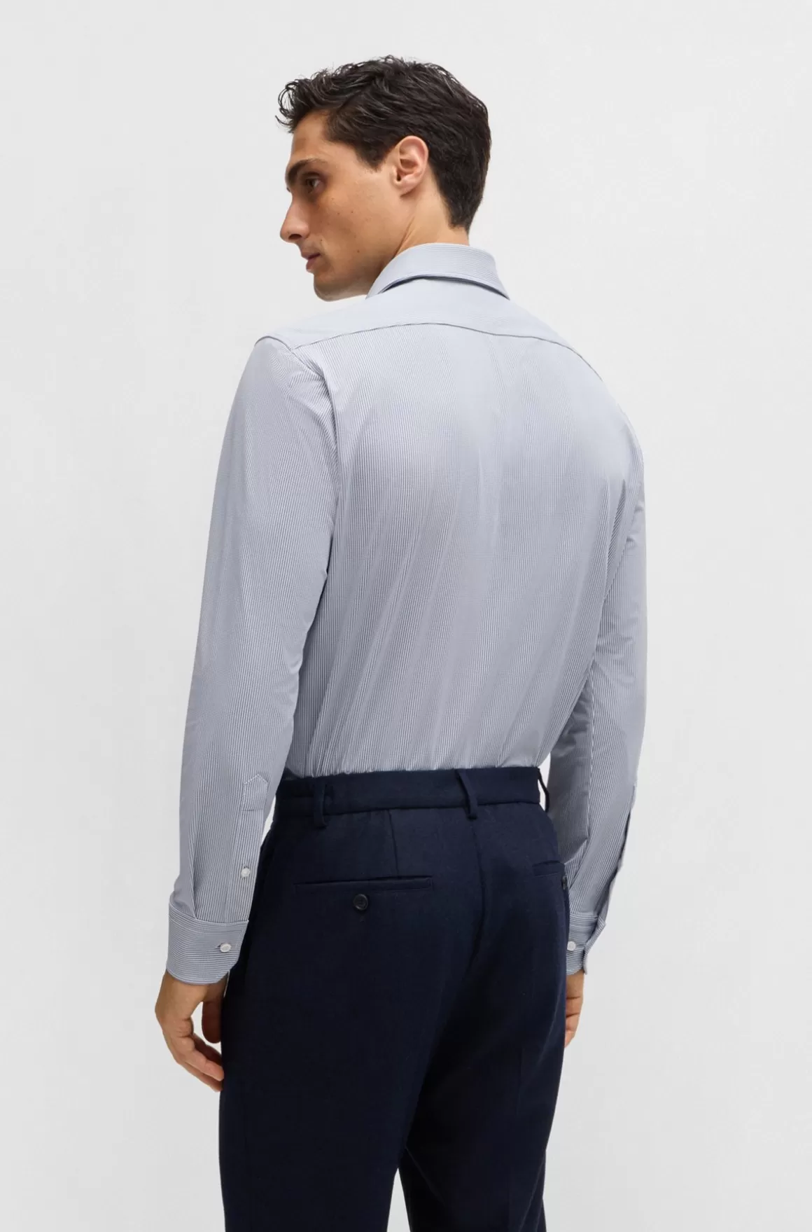 HUGO BOSS Regular Fit Skjorte I Struktureret Stof Med Performance-stræk
