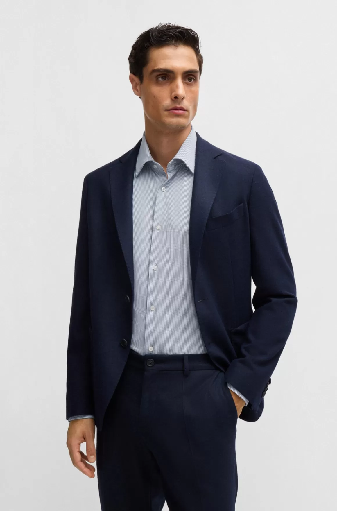 HUGO BOSS Regular Fit Skjorte I Struktureret Stof Med Performance-stræk