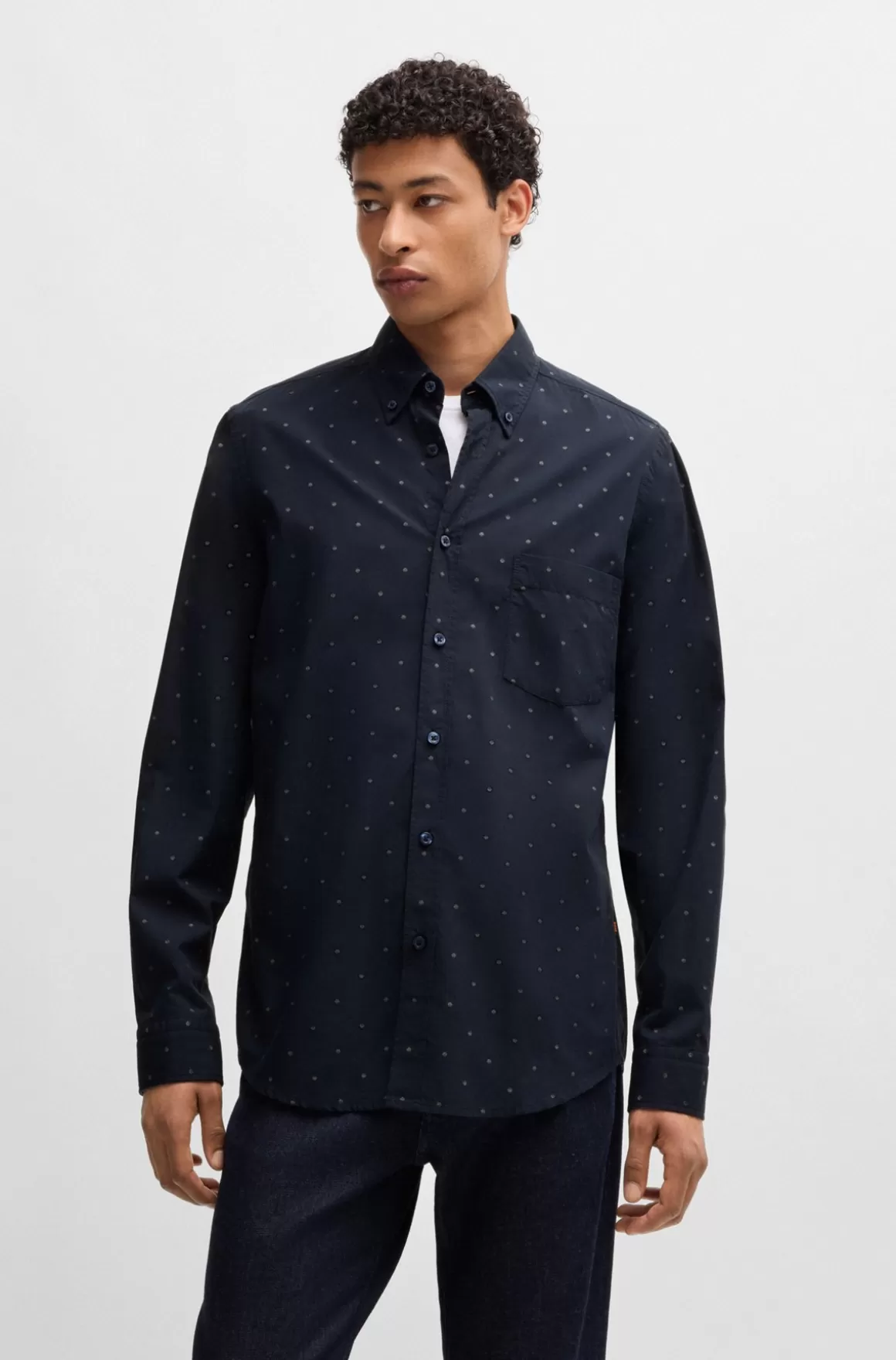 HUGO BOSS Regular Fit Skjorte Med Afslappet Krave