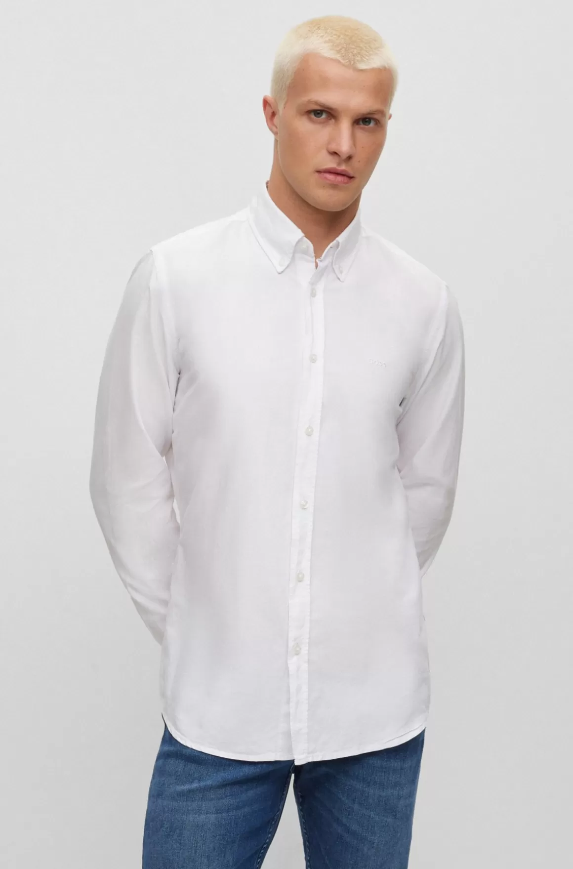 HUGO BOSS Regular Fit Skjortei økologisk Oxford-bomuld