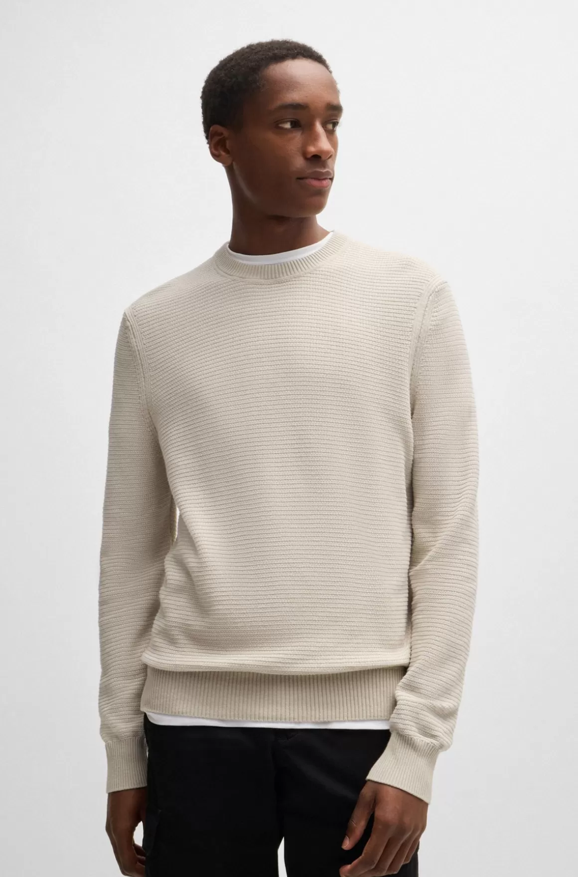 HUGO BOSS Regular Fit Sweater I En Bomuldsblanding I To Farvetoner