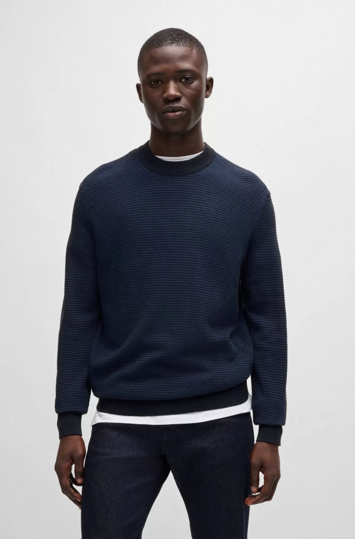 HUGO BOSS Regular Fit Sweater I En Bomuldsblanding I To Farvetoner