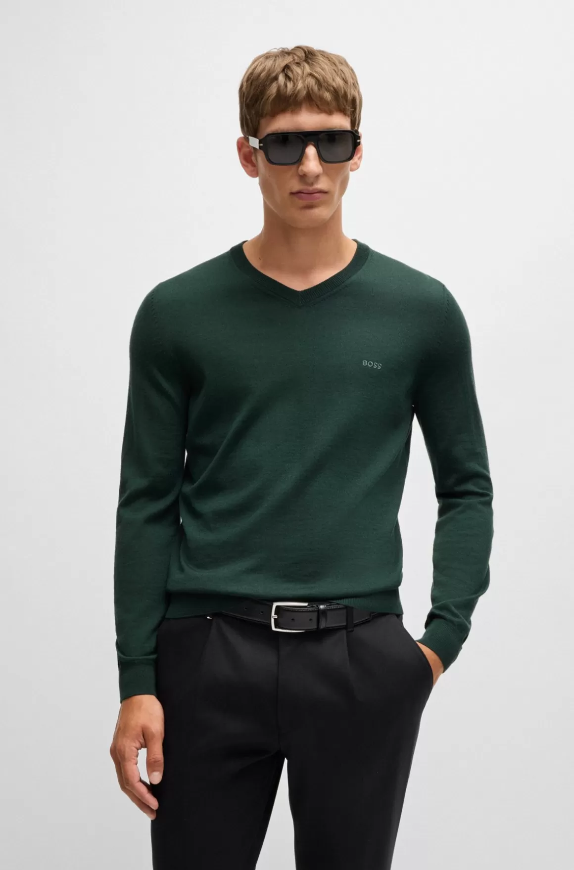HUGO BOSS Regular Fit Sweater I Ny Uld Med Broderet Logo