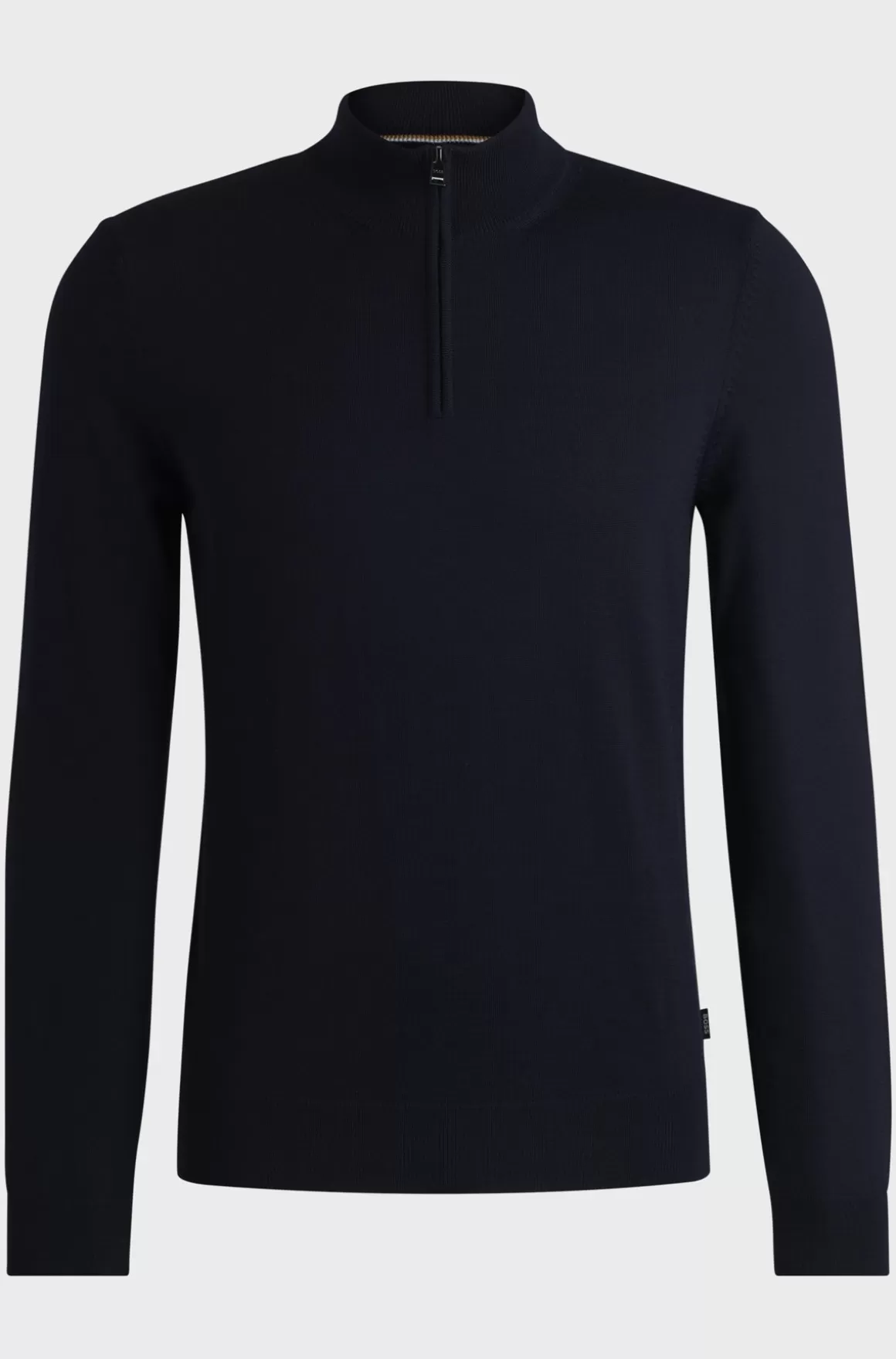 HUGO BOSS Regular Fit Sweater I Ny Uld Med Lynlås I Halsen