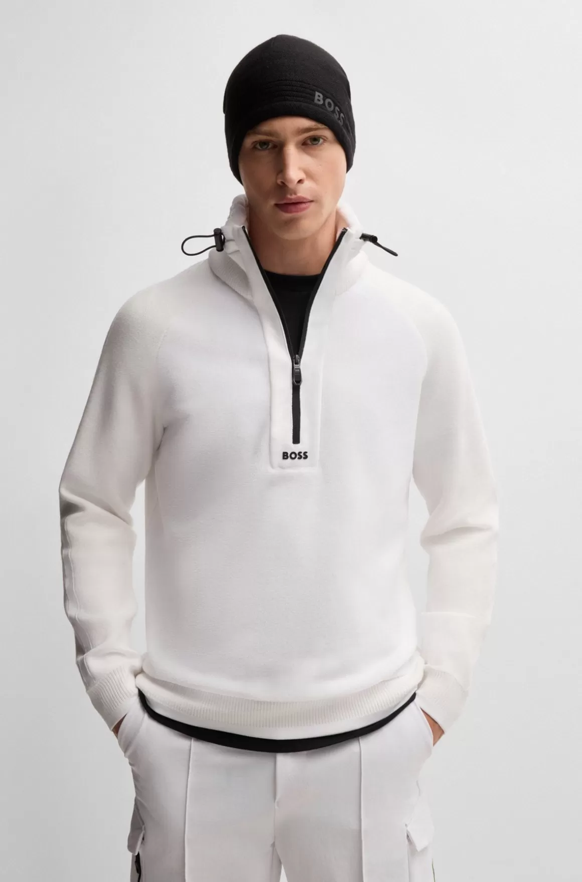HUGO BOSS Regular Fit Sweater Med Justerbar Krave
