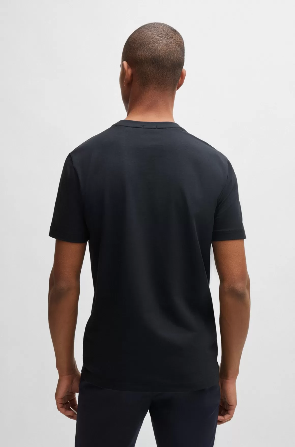 HUGO BOSS Regular Fit T-shirt I Bomuld Med Stræk Og Logo I Kontrastfarve