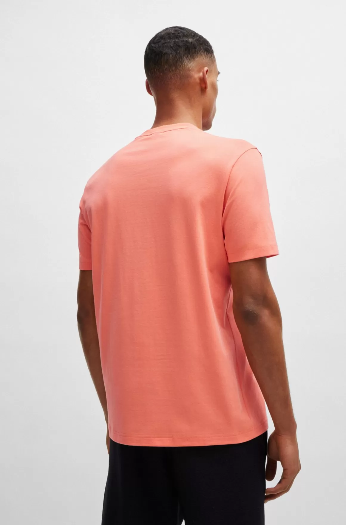 HUGO BOSS Regular Fit T-shirt I Bomuld Med Stræk Og Logo I Kontrastfarve
