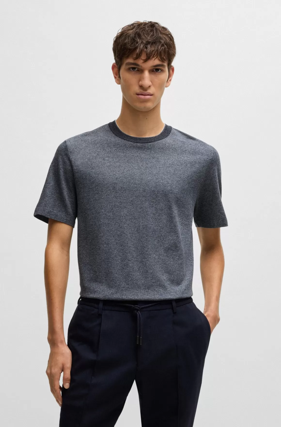 HUGO BOSS Regular Fit T-shirt I Bomuld Og Silke