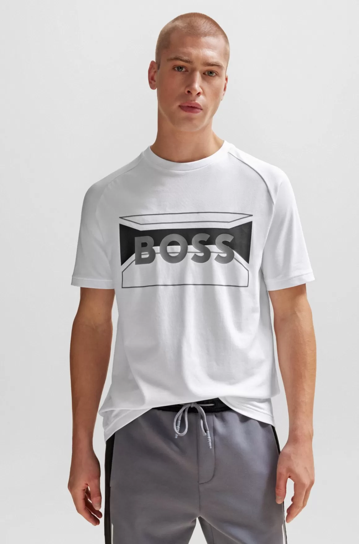 HUGO BOSS Regular Fit T-shirt I Bomuldsblanding Med Logografik