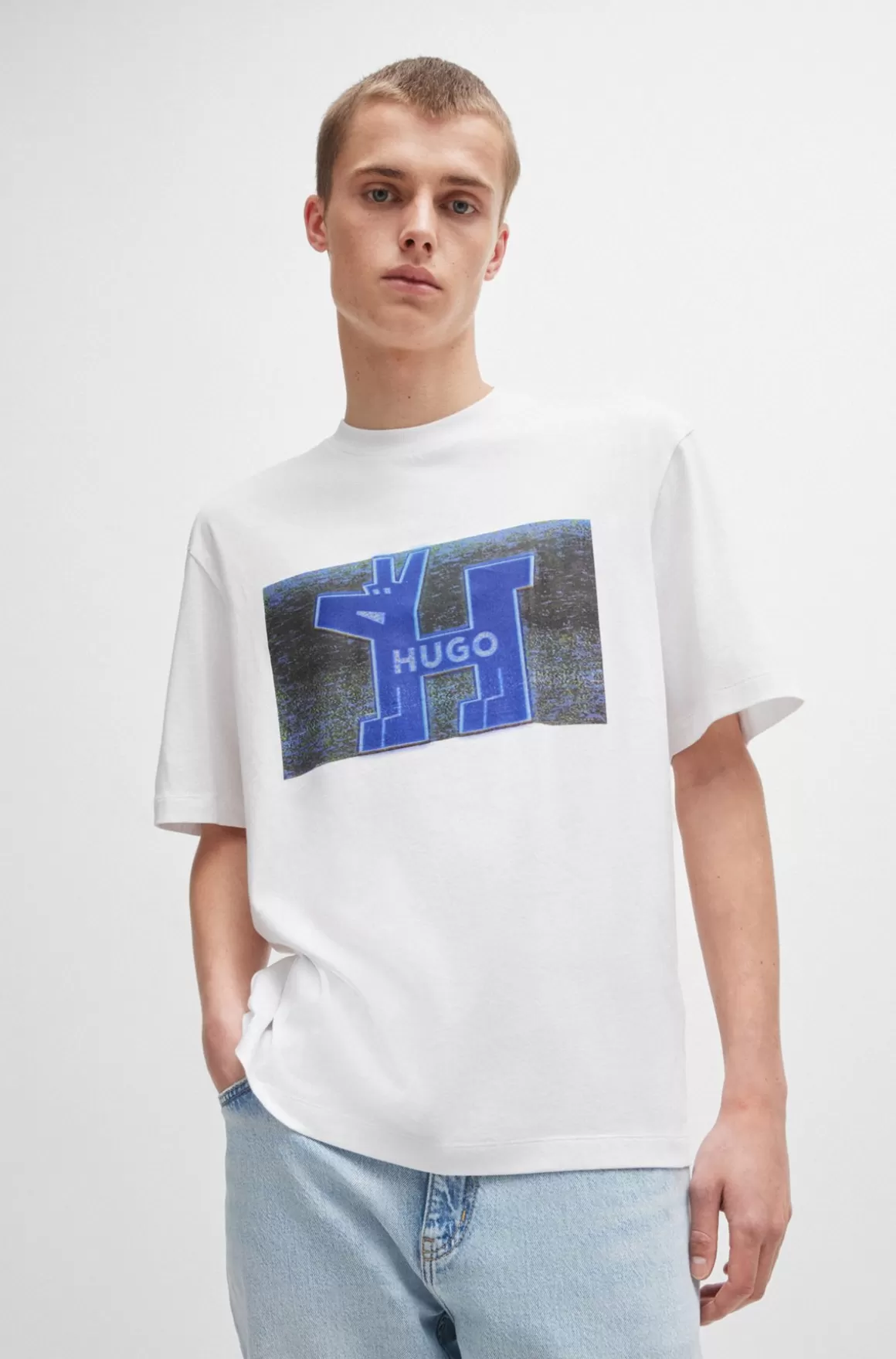 HUGO BOSS Regular Fit T-shirt I Bomuldsjersey Med Logo