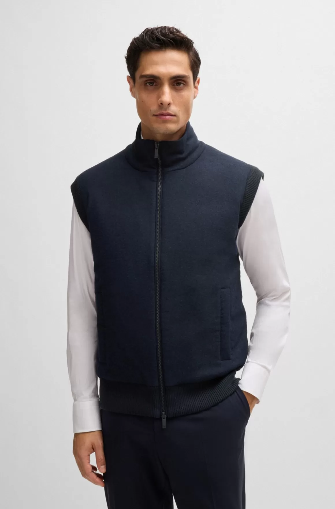 HUGO BOSS Regular Fit Vest Med Forstykke I Børstet Flannel