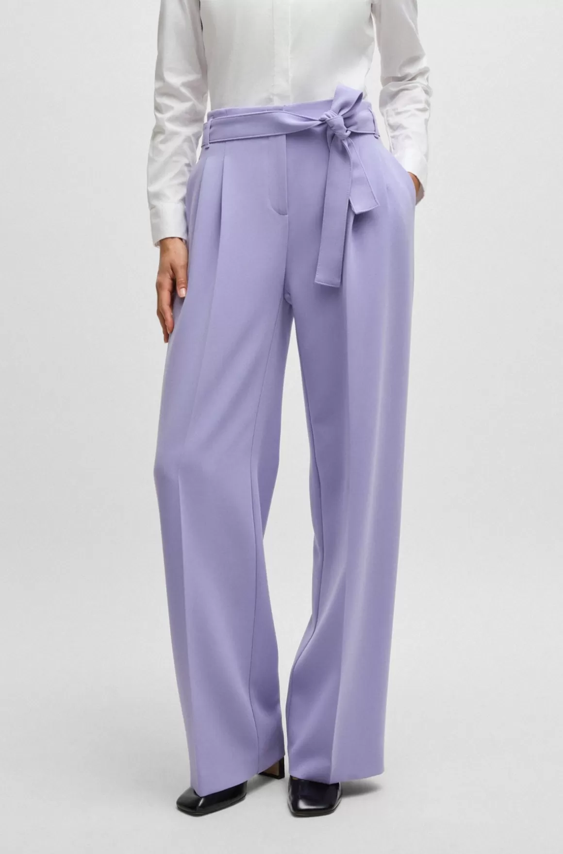 HUGO BOSS Relaxed Fit Bukser I Strygelet Japansk Crepe