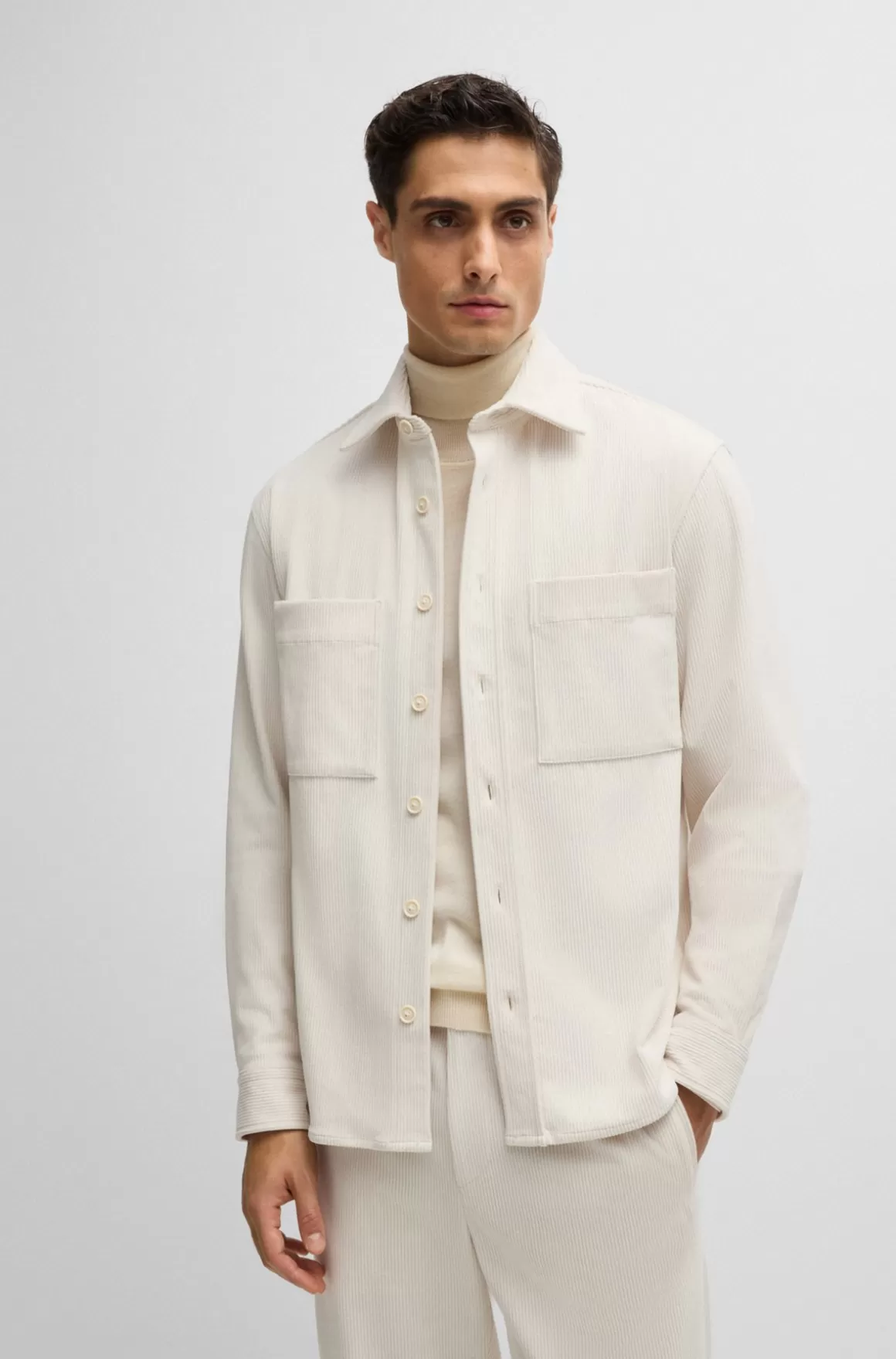 HUGO BOSS Relaxed Fit Skjorte I Fløjl Med Kent-krave
