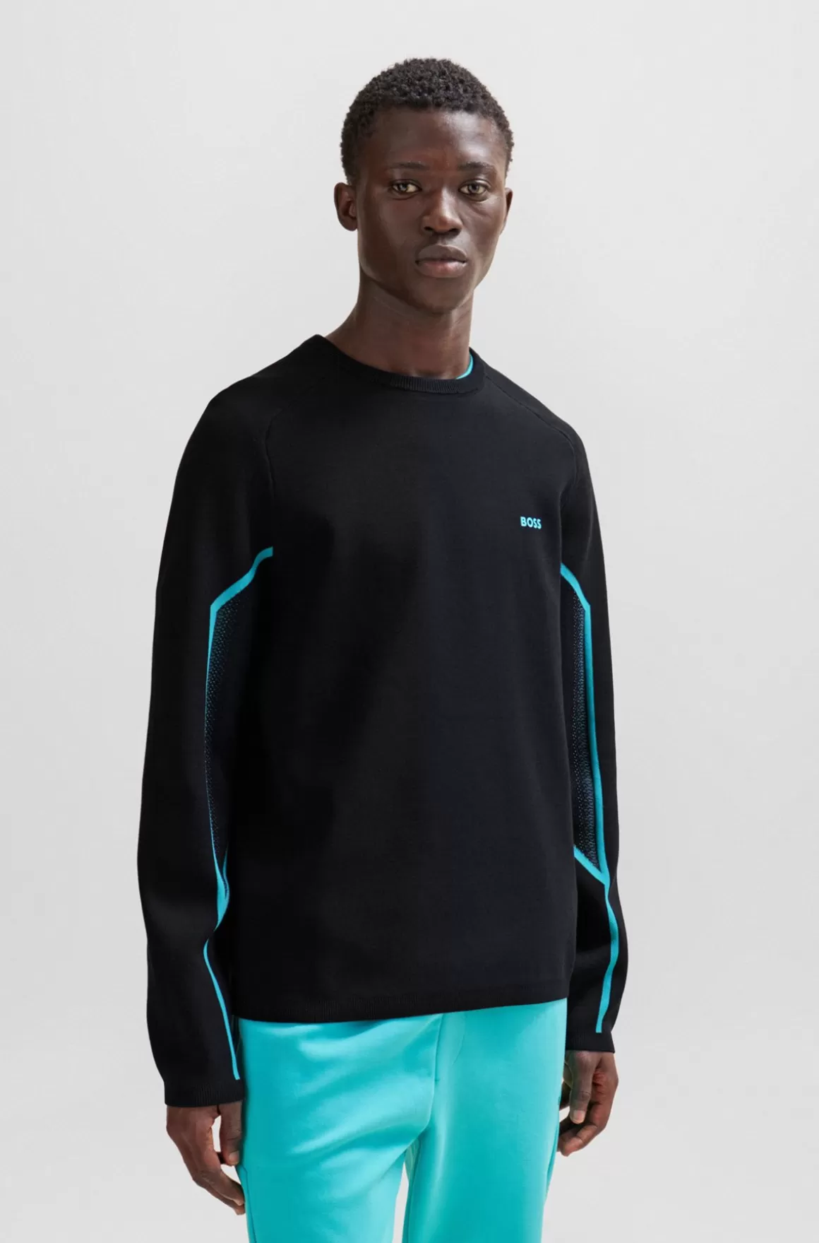 HUGO BOSS Relaxed Fit Sweater I Ribstrikket ærmekant I Gradueret Jacquard