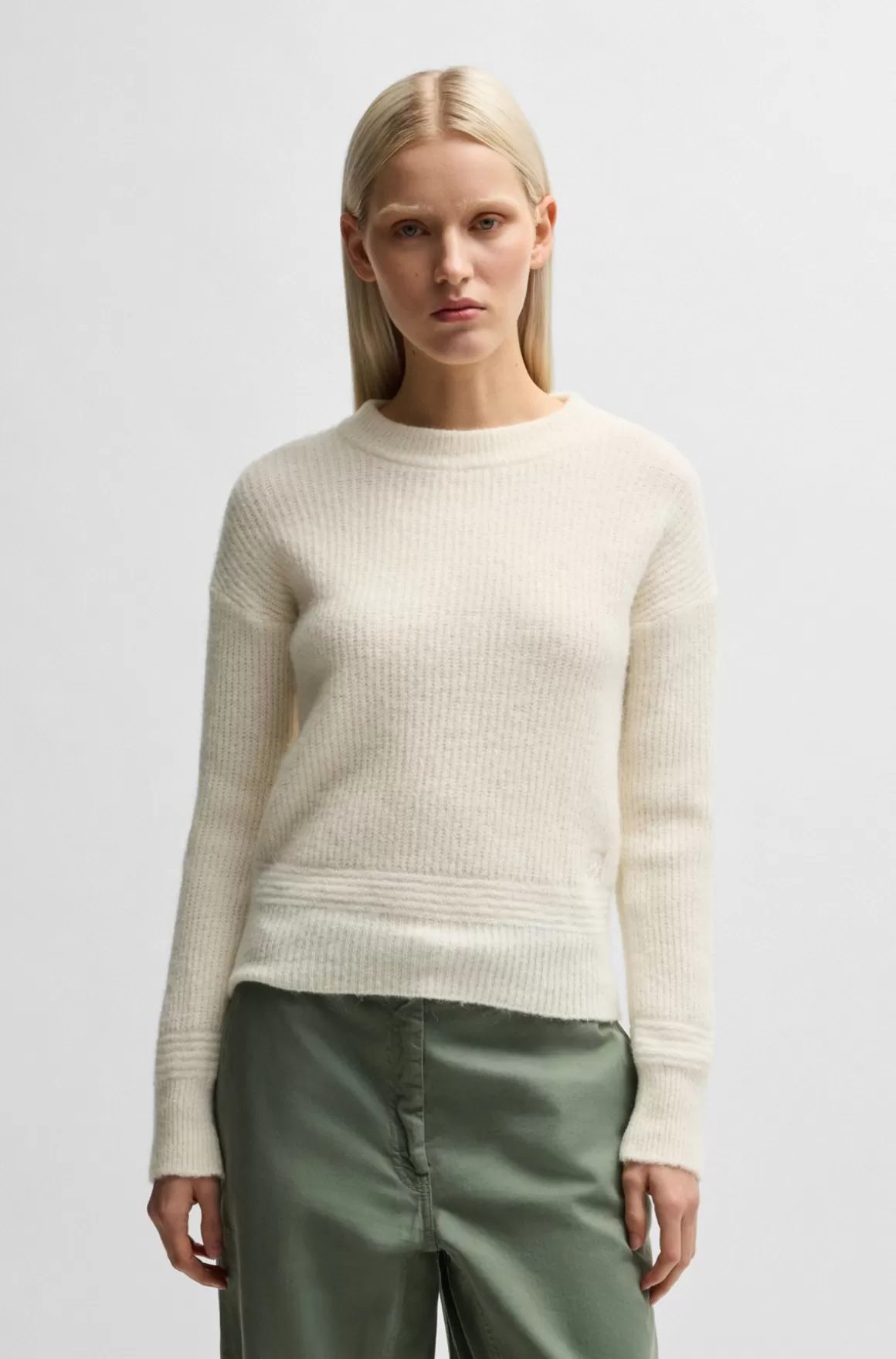 HUGO BOSS Relaxed Fit Sweater Med Strikket Kædemønster