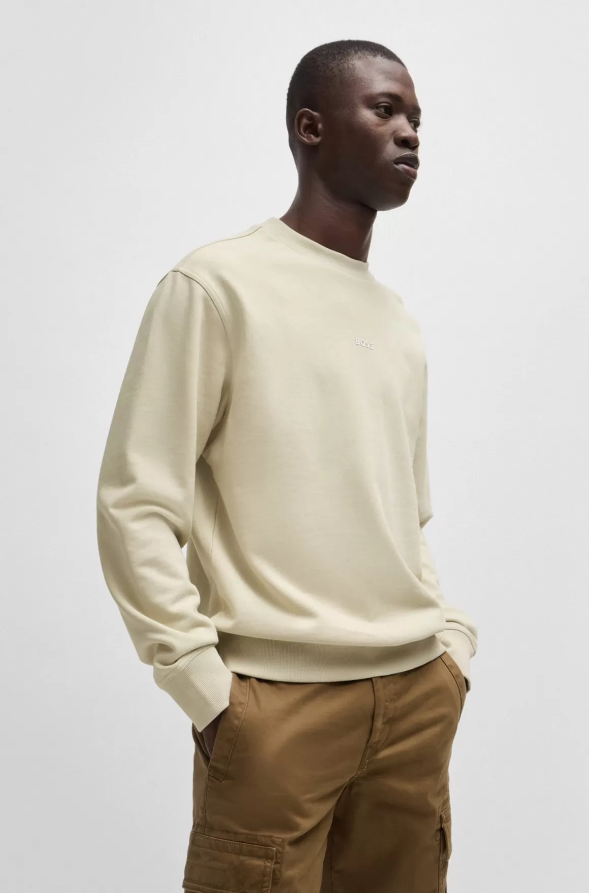 HUGO BOSS Relaxed Fit Sweatshirt I Bomuldsfrotté Med Logo I Kontrastfarve