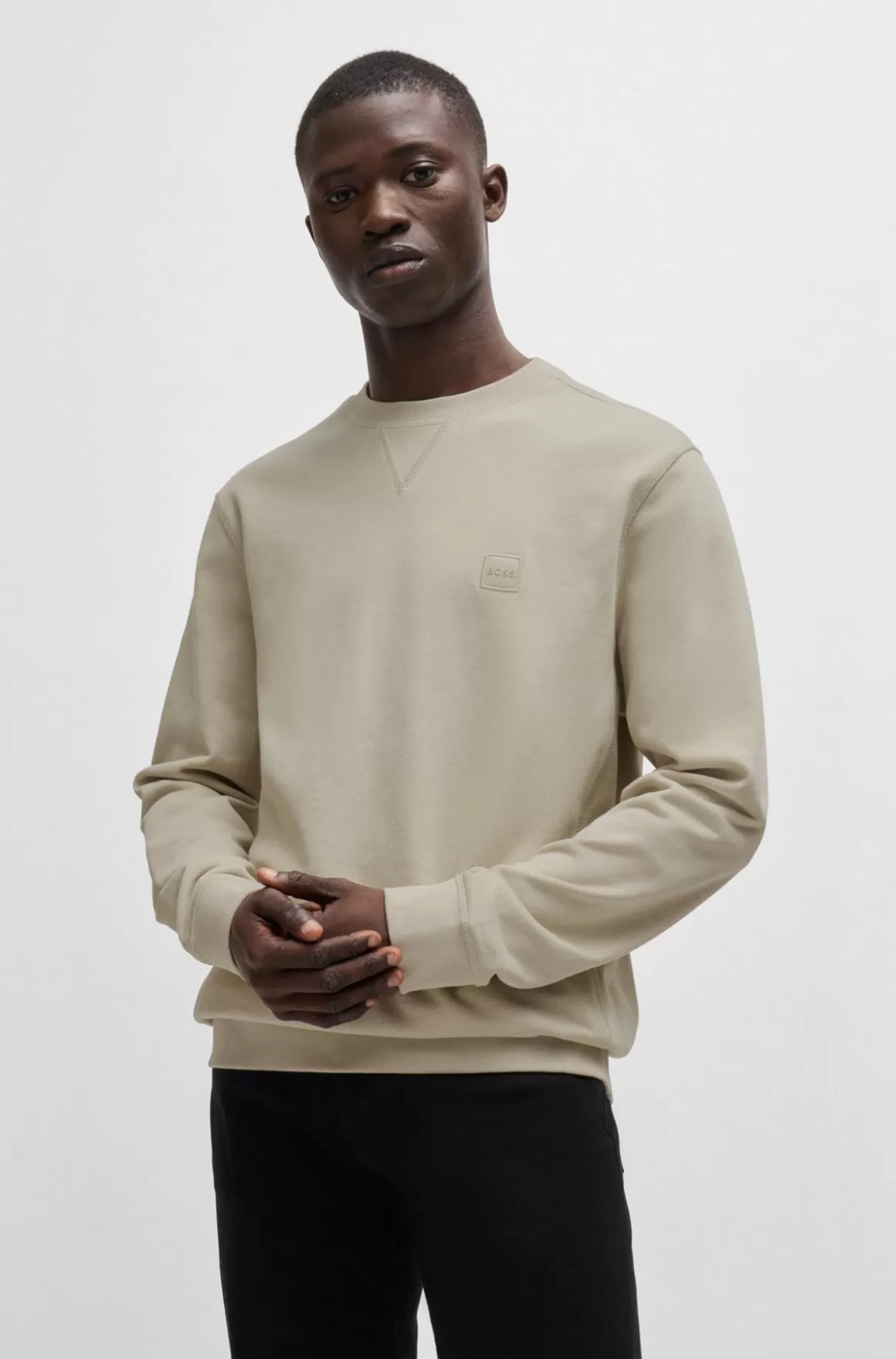 HUGO BOSS Relaxed Fit Sweatshirt I Bomuldsfrotté Med Logolap