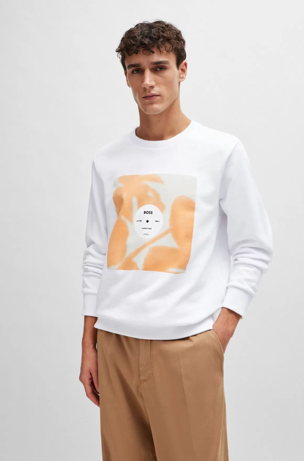 HUGO BOSS Relaxed Fit Sweatshirt I Bomuldsfrotté Med Sæsonbestemt Grafik