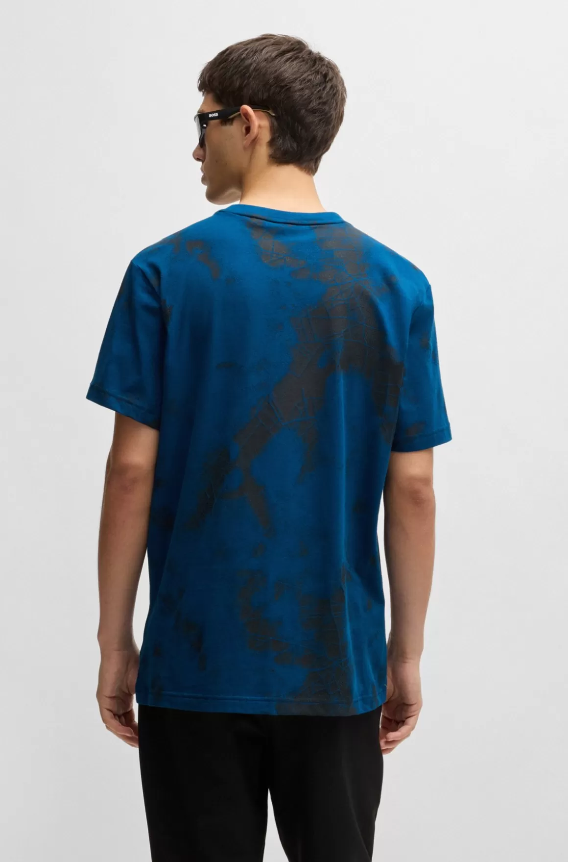 HUGO BOSS Relaxed Fit T-shirt I Bomuldsblanding Med Dekorativt Reflekterende Print