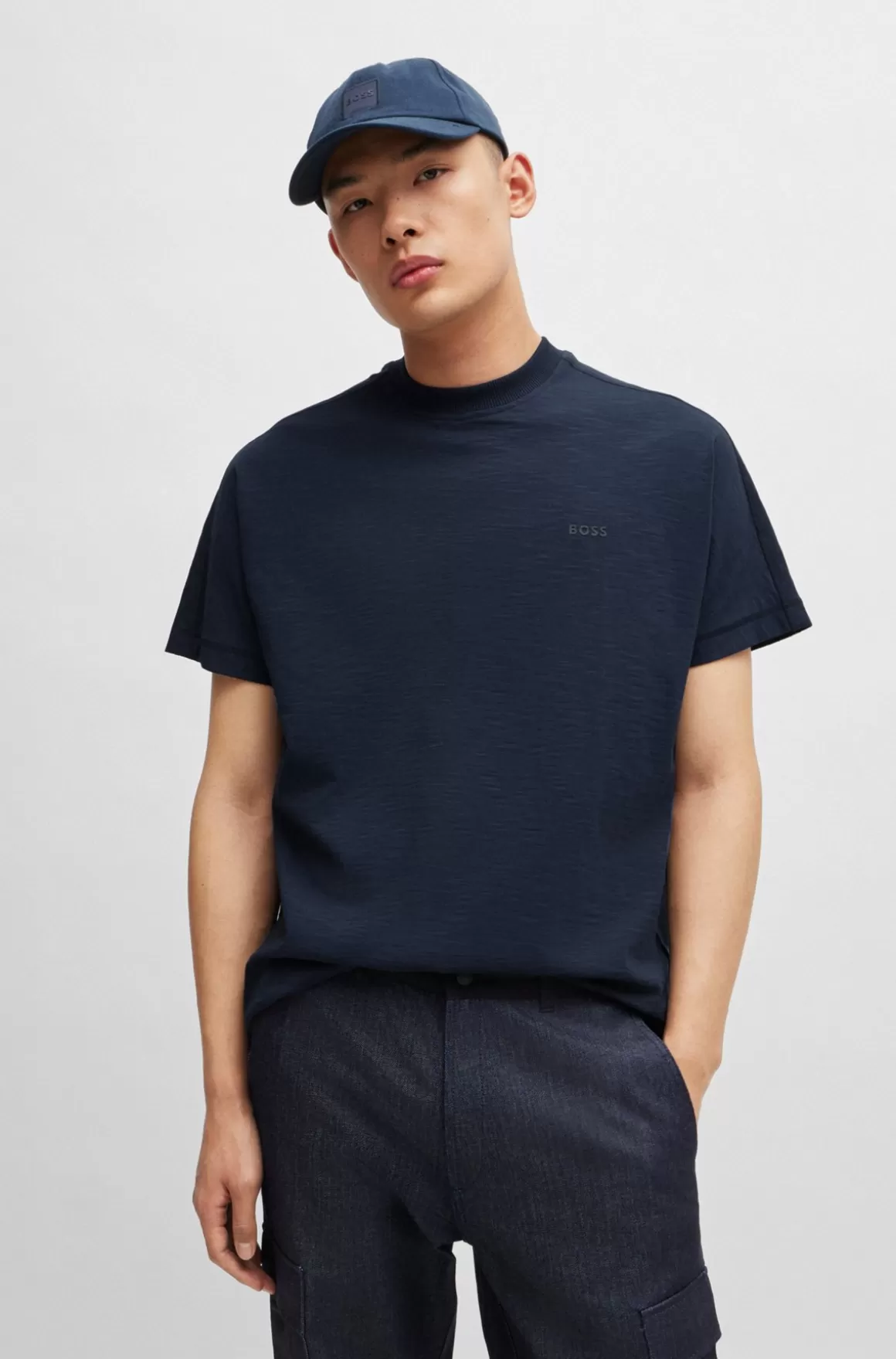 HUGO BOSS Relaxed Fit T-shirt I Bomuldsjersey Og Tone-i-tone Logo