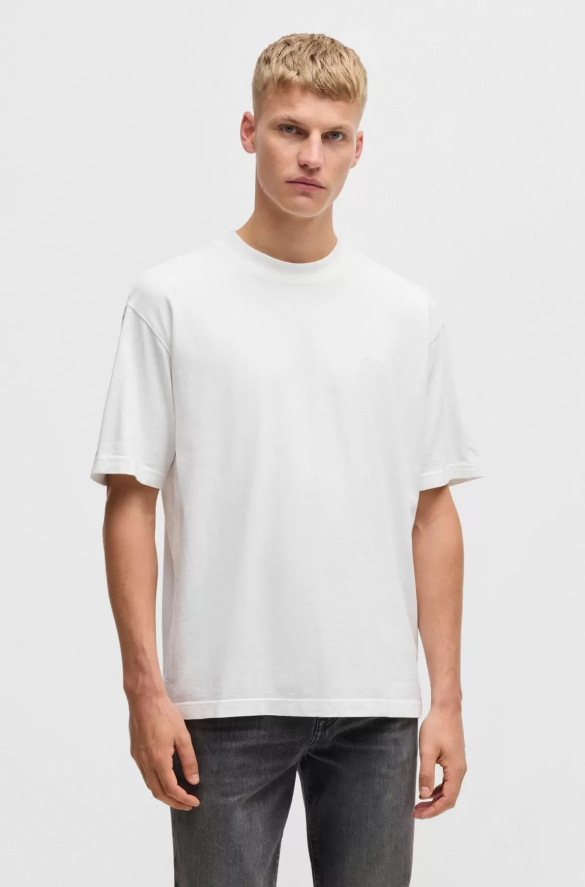 HUGO BOSS Relaxed Fit T-shirt I Ferskenblød Bomuld Med Logo