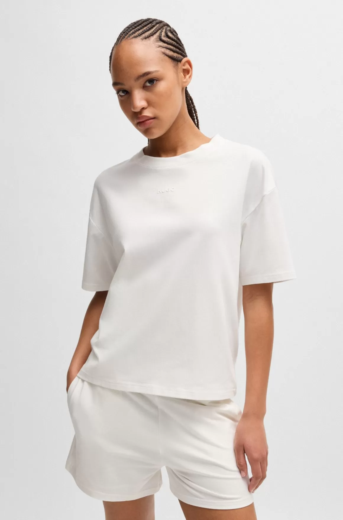 HUGO BOSS Relaxed Fit T-shirt Med Silikoneprintet Logo