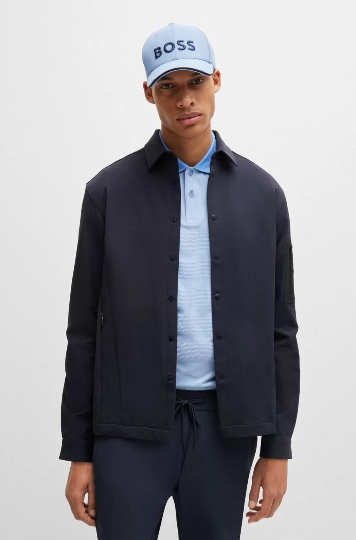 HUGO BOSS Relaxed Fit Yderskjorte I Vandskyende Materiale