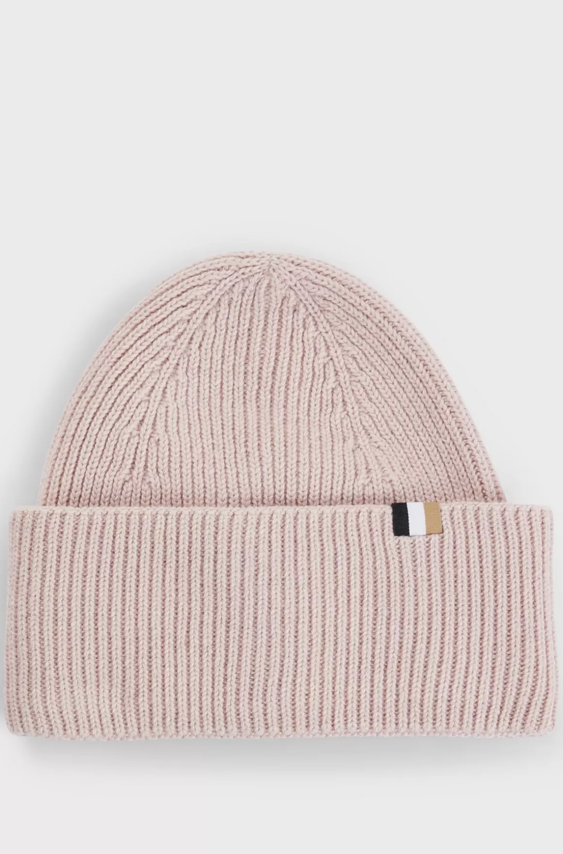 HUGO BOSS Ribstrikket Hue Med Signaturstribet Kant
