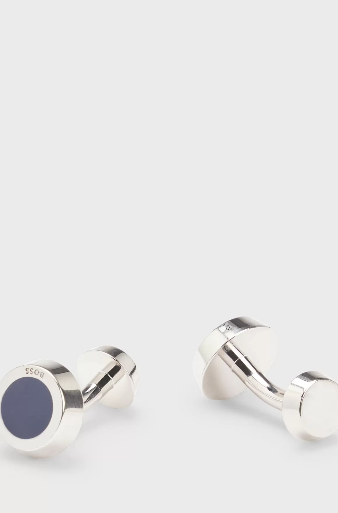HUGO BOSS Round Cufflinks With Black-enamel Insert