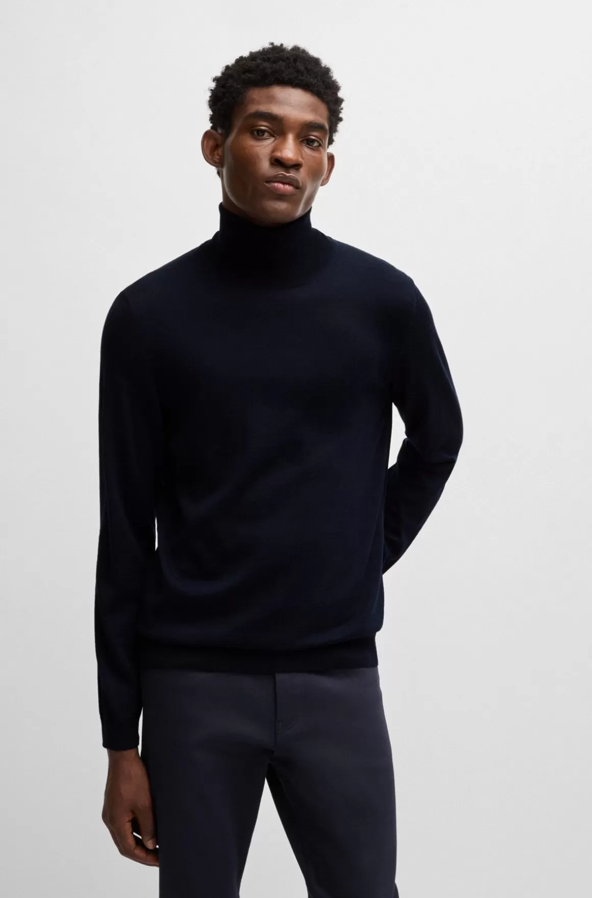 HUGO BOSS Rullekravesweater Med Slim Fit I Ny Uld