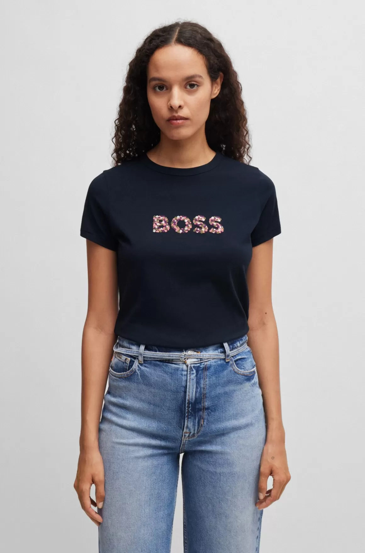 HUGO BOSS Rundhalset T-shirt I Bomuldsjersey Med Logo-grafik
