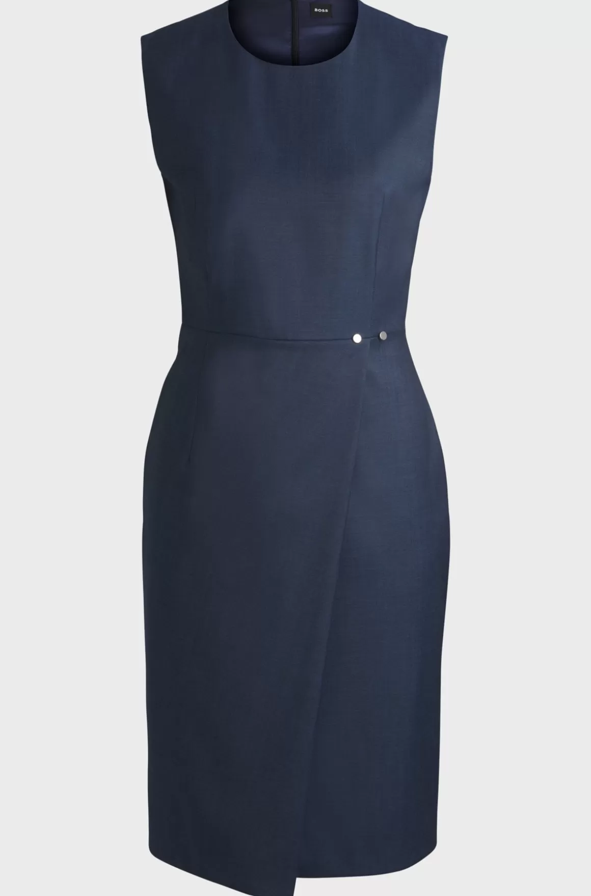 HUGO BOSS Shift-style Kjole I Ny Uld Med Slå Om-detalje I Skørtet