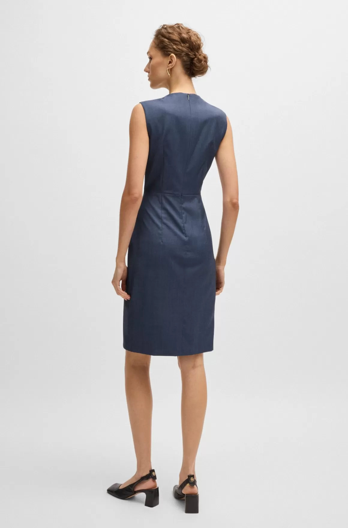 HUGO BOSS Shift-style Kjole I Ny Uld Med Slå Om-detalje I Skørtet